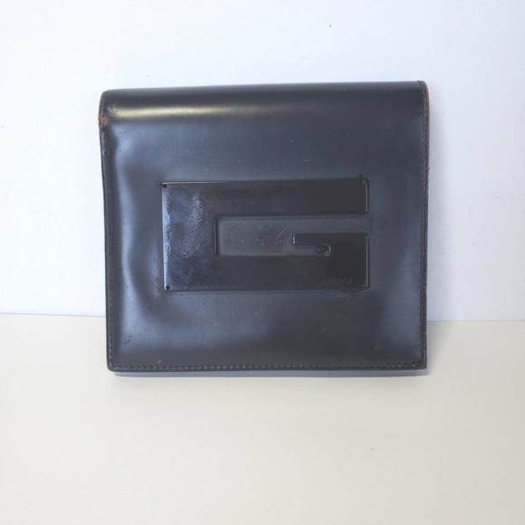 GUCCI Large G Logo Leather Wallet Medium Bifold Brown Card Bill Holder Unisex - Picture 1 of 14
